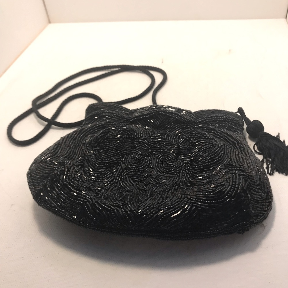 Andre Cellini Italian Designer black beaded evening bag